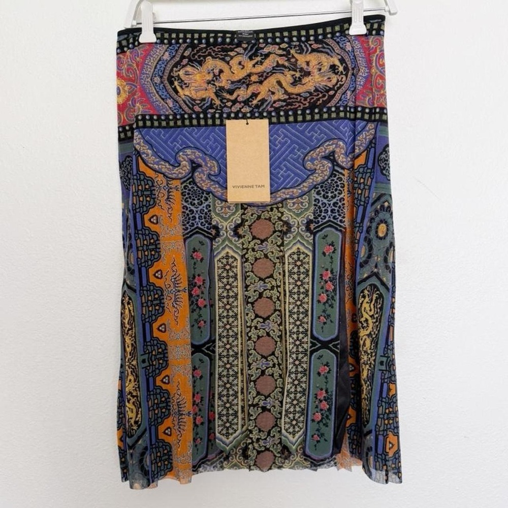 Vivienne Tam 90s Archive Dragon Print Power Mesh Skirt NWT Size 3 - Picture 3 of 11